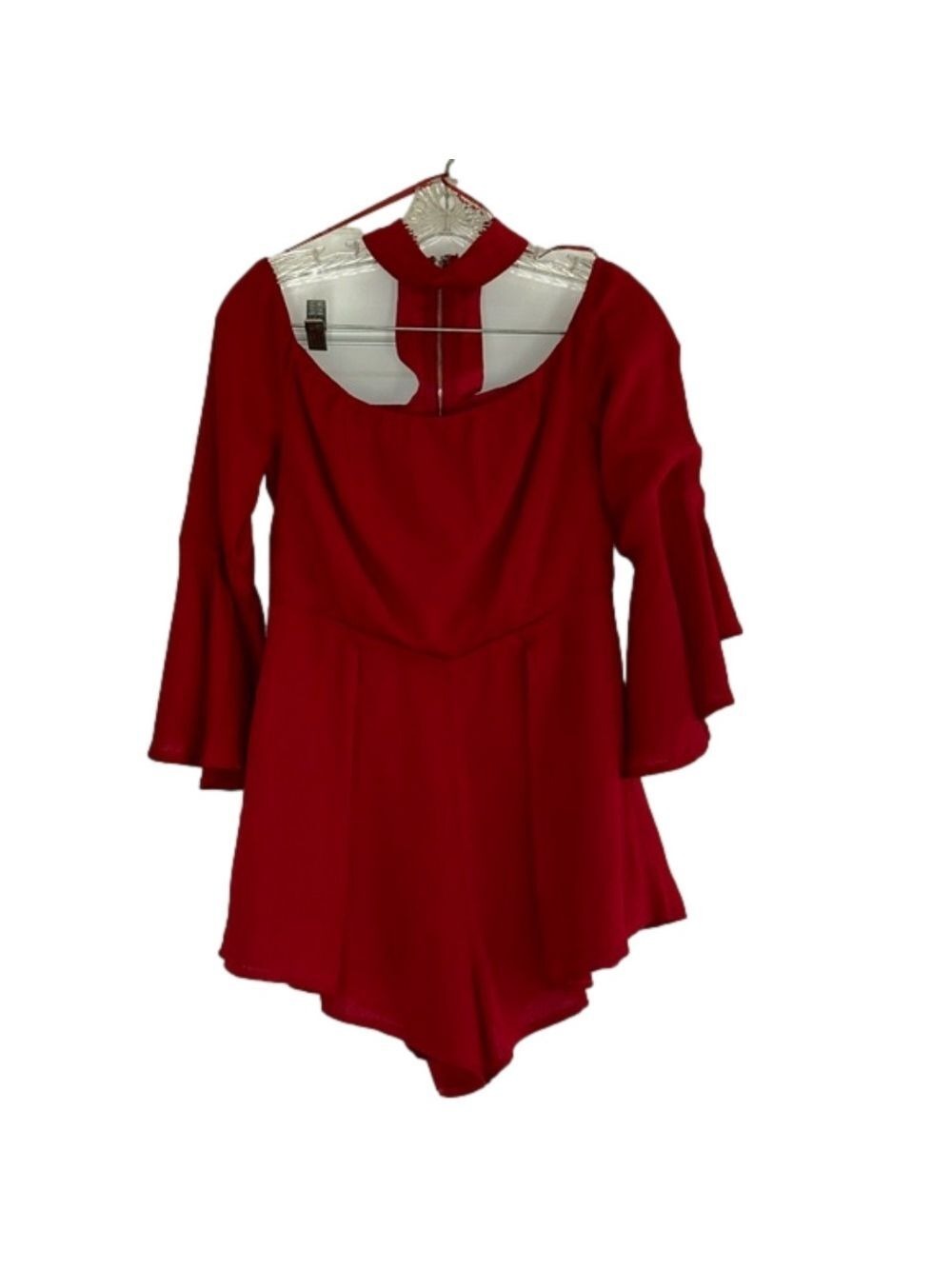 Red Romper w/ a Choker Detail: Size L